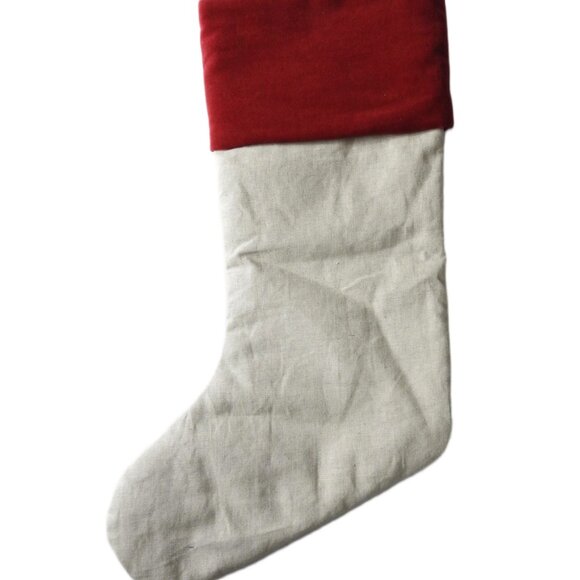 Pottery Barn Linen Terrier Dog Pet Christmas Stocking Painted Enbroidered - Picture 6 of 6